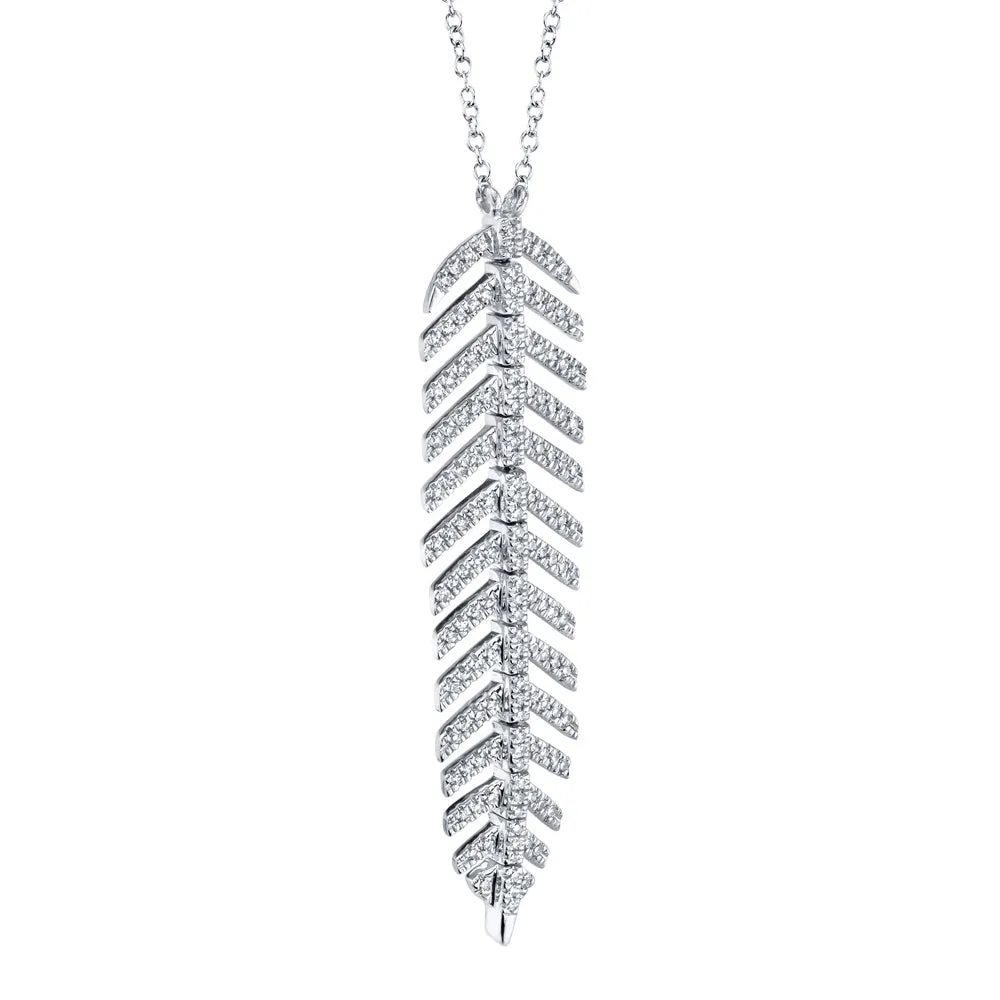 0.29CT DIAMOND 'Phoenix' FEATHER Pendant NECKLACE