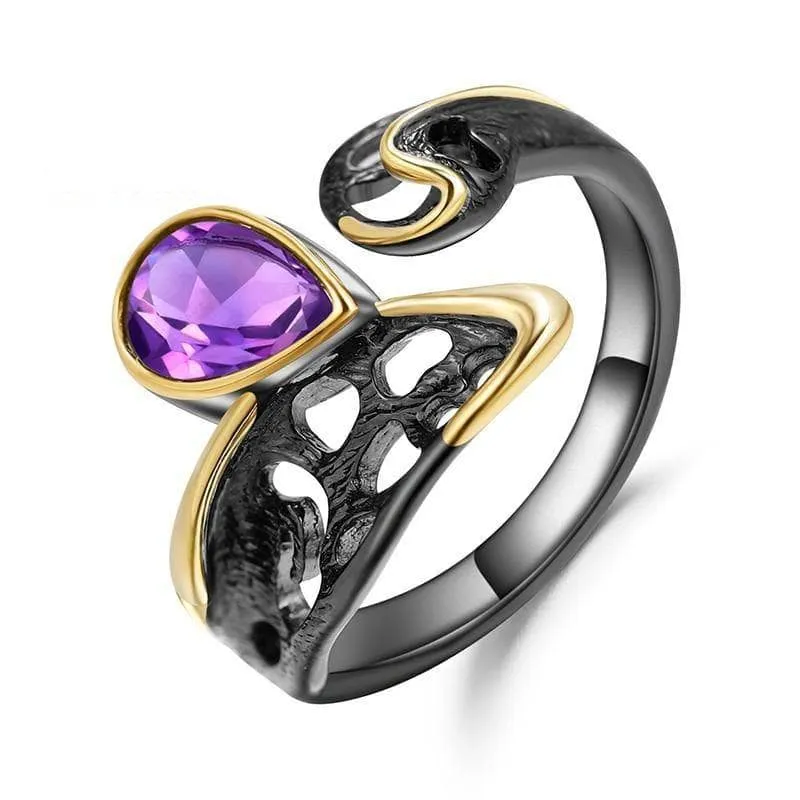 0.86Ct Natural Amethyst Handmade Adjustable Rings