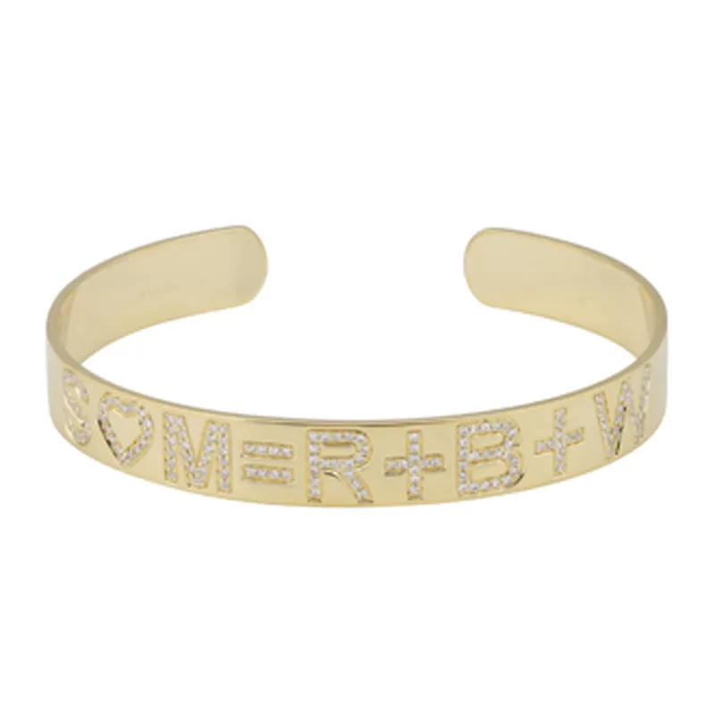 14K Diamond Personalized Cuff Bracelet- Customize yours!