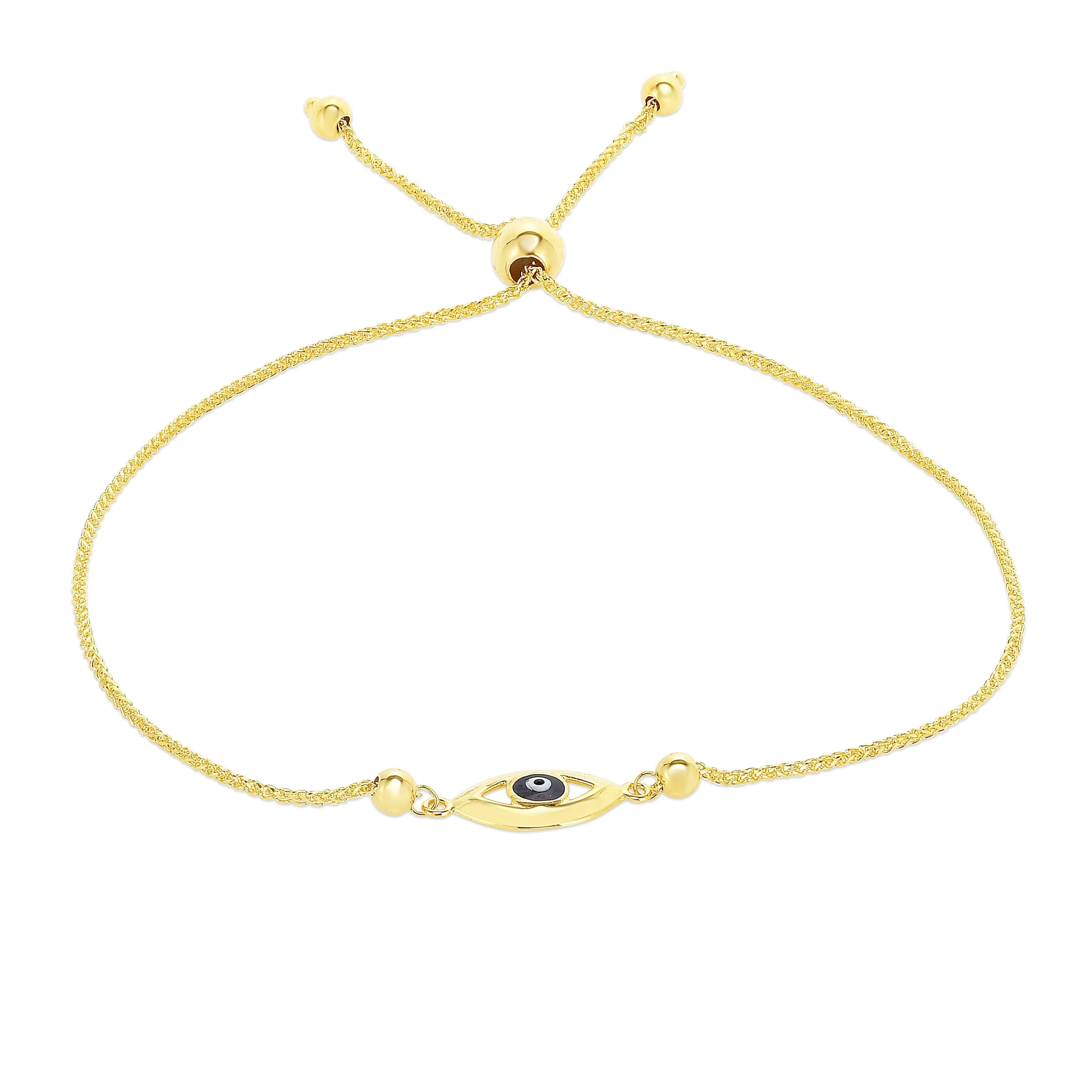 14K Gold Eye Friendship Adjustable Bolo Bracelet