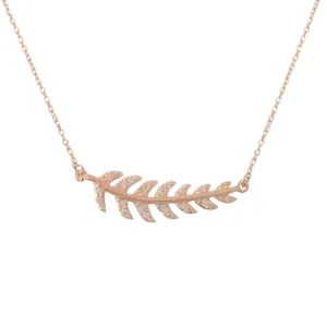 14K Gold Pavé Diamond Leaf Necklace