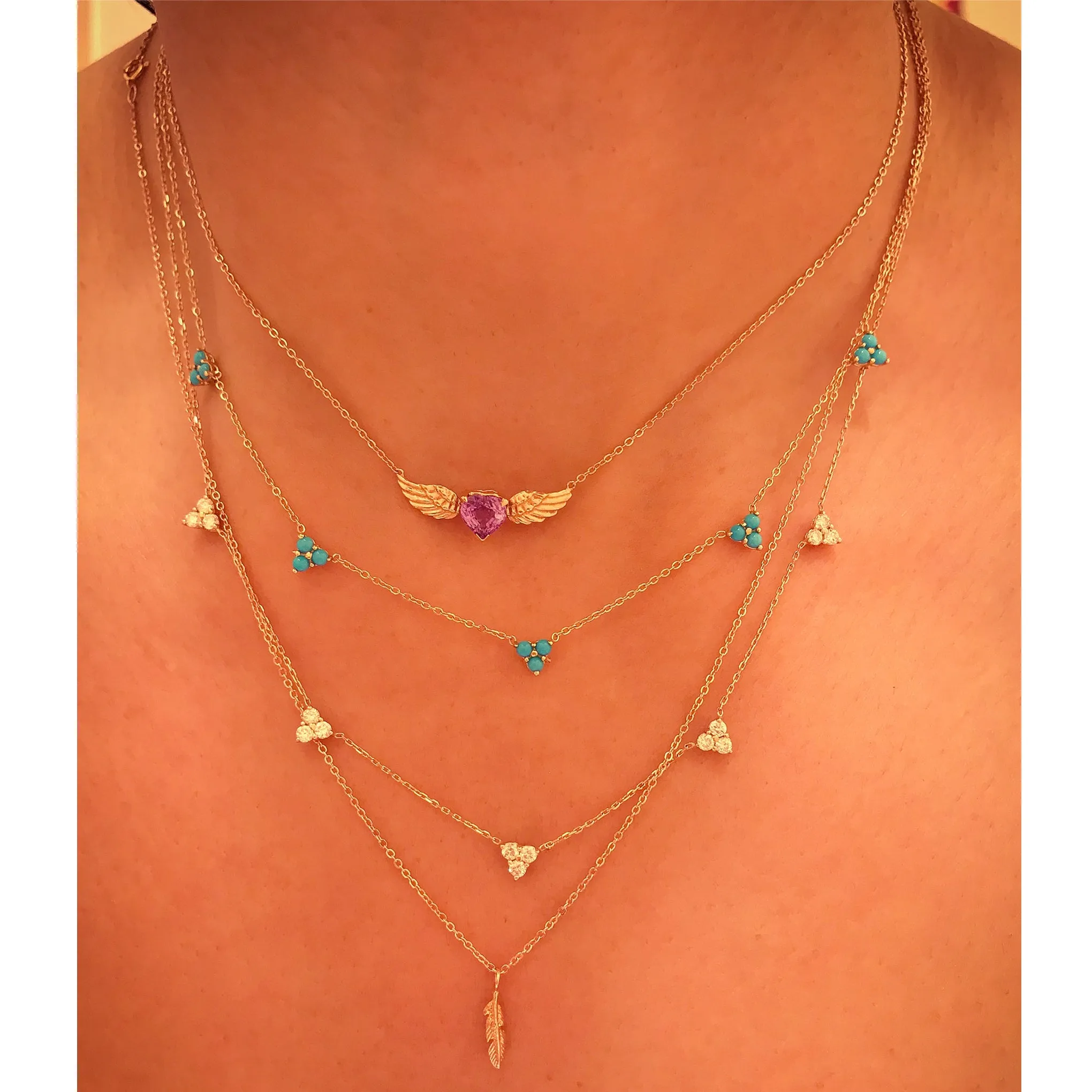 14K Gold XS Feather Necklace