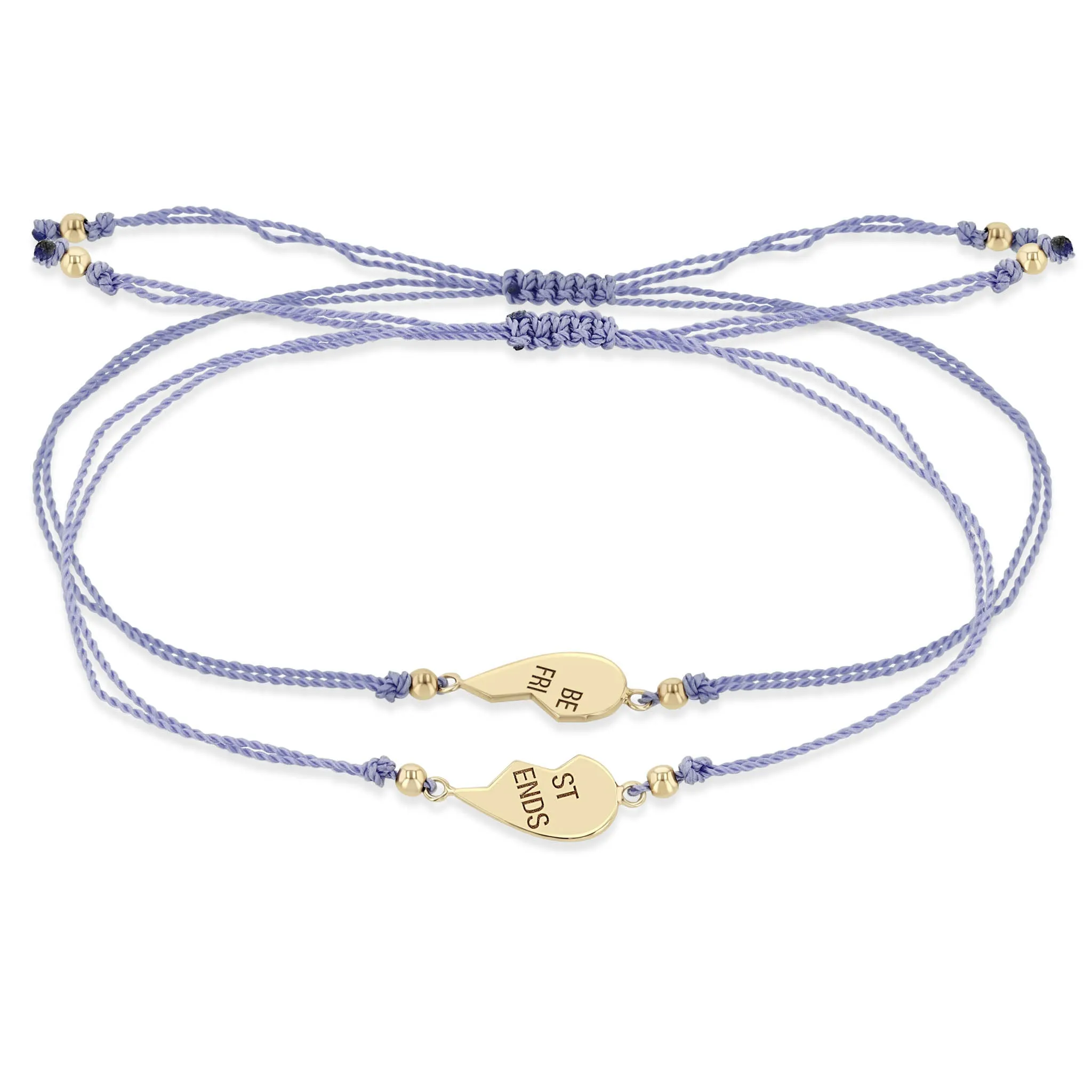 14k Midi Bitty Best Friends Heart Cord Bracelet Set