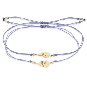 14k Midi Bitty Best Friends Heart Cord Bracelet Set