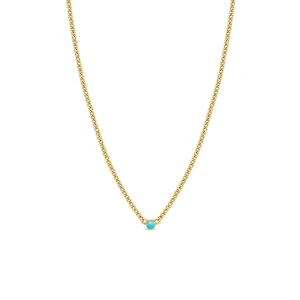 14k Turquoise Bezel XS Curb Chain Necklace