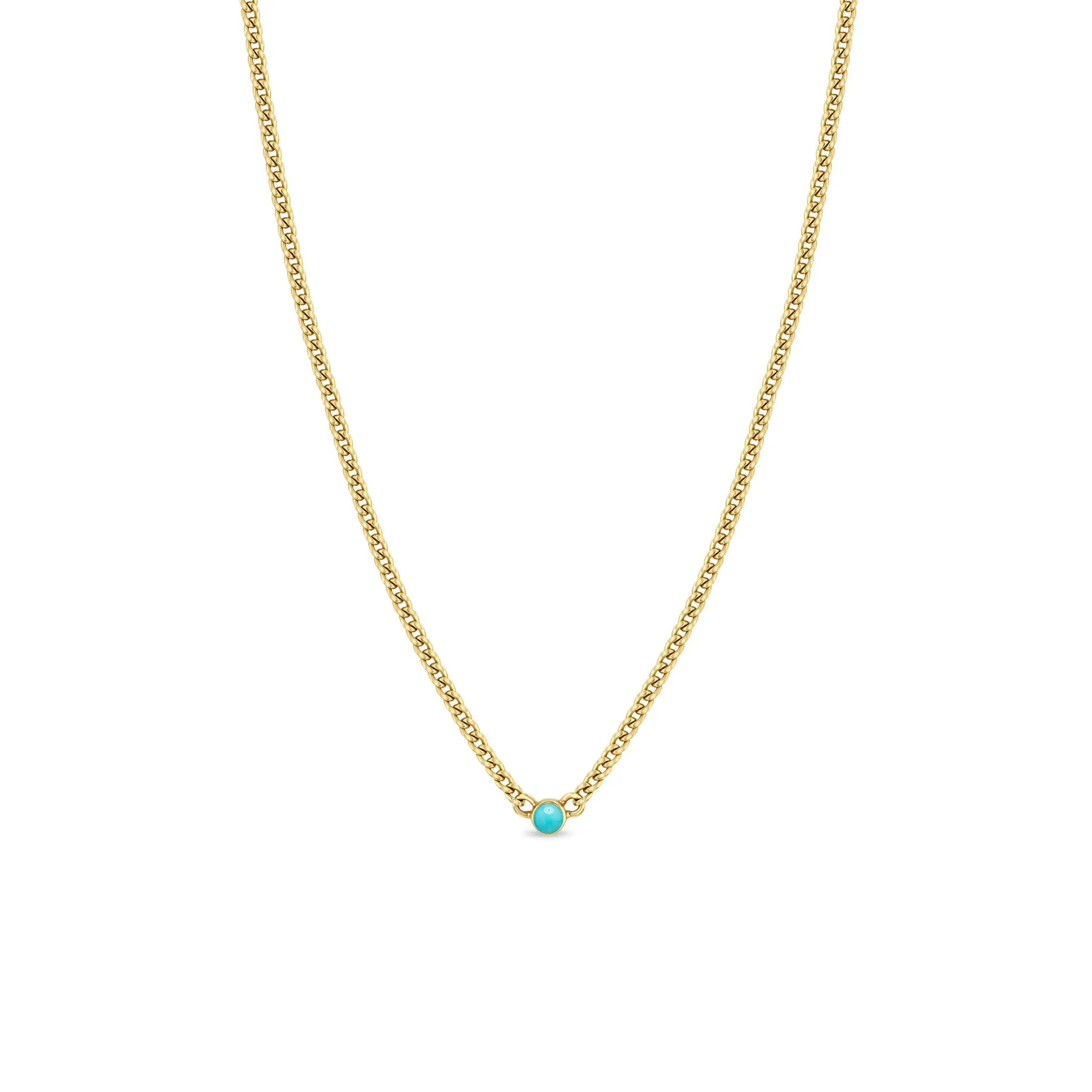 14k Turquoise Bezel XS Curb Chain Necklace