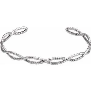 14K White Rope Cuff Bracelet