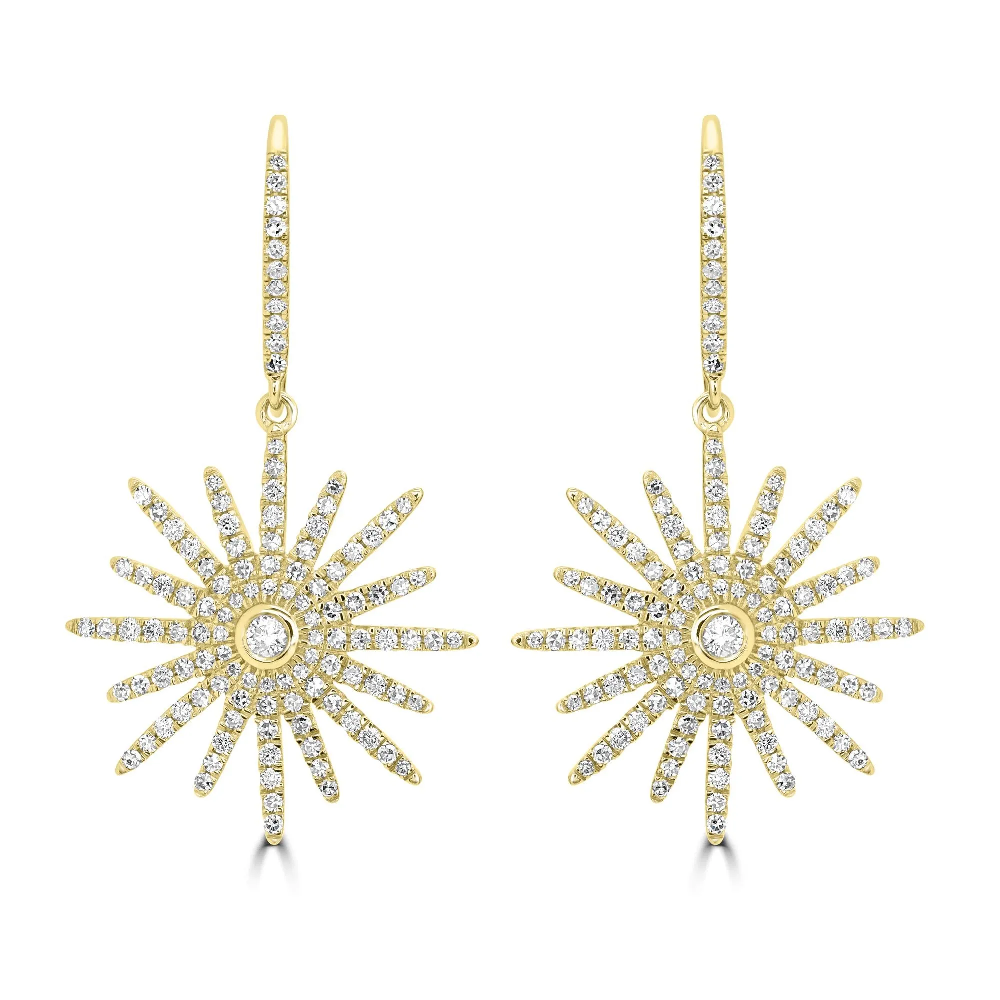 14K Yellow Gold Diamond-Studded Stardust Drop Earrings