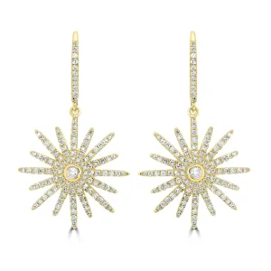14K Yellow Gold Diamond-Studded Stardust Drop Earrings