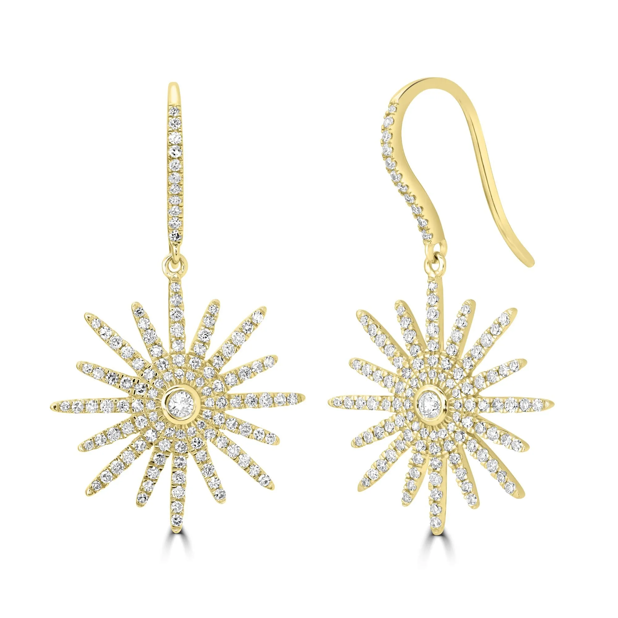 14K Yellow Gold Diamond-Studded Stardust Drop Earrings