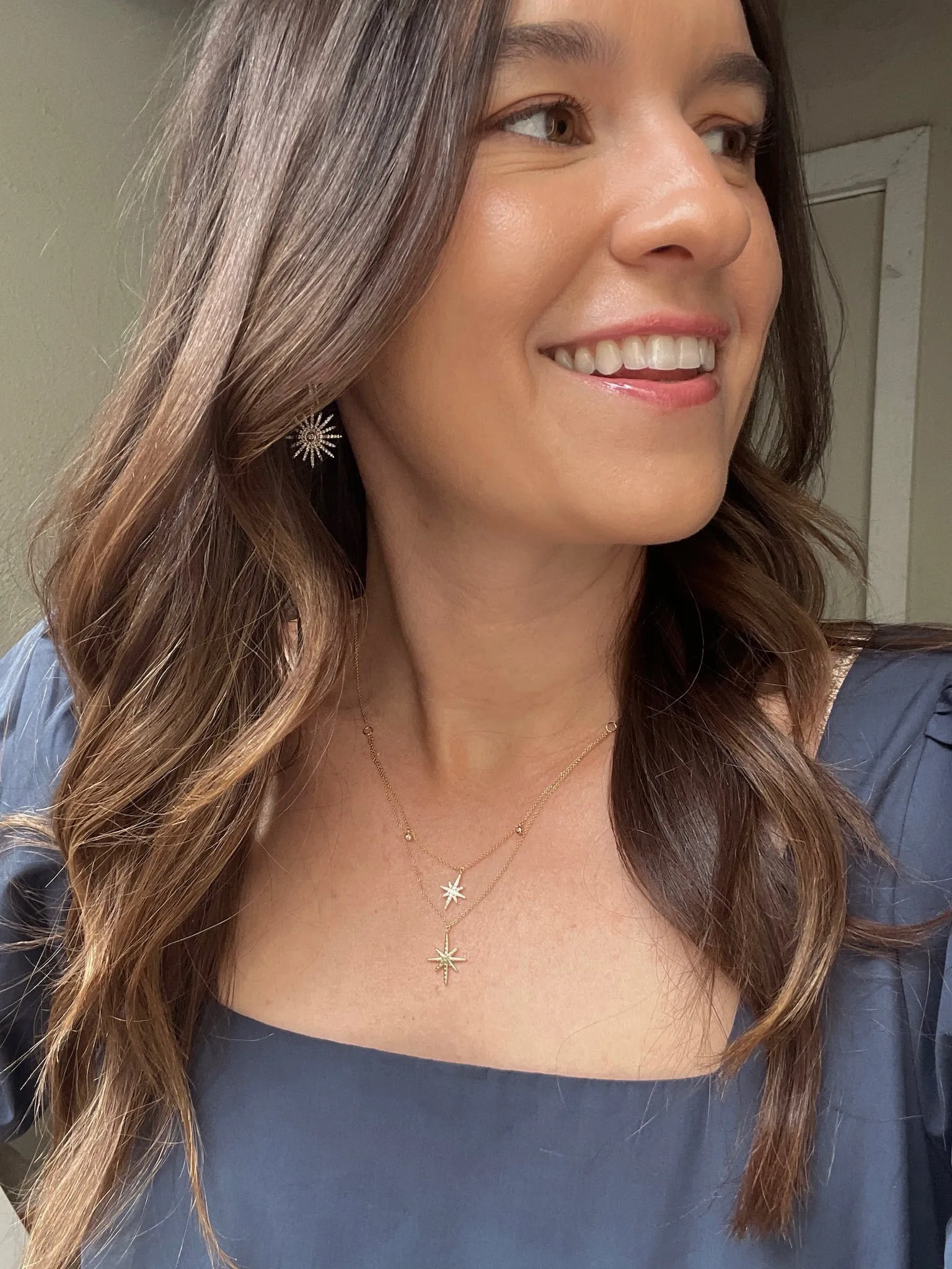 14K Yellow Gold Diamond-Studded Stardust Drop Earrings