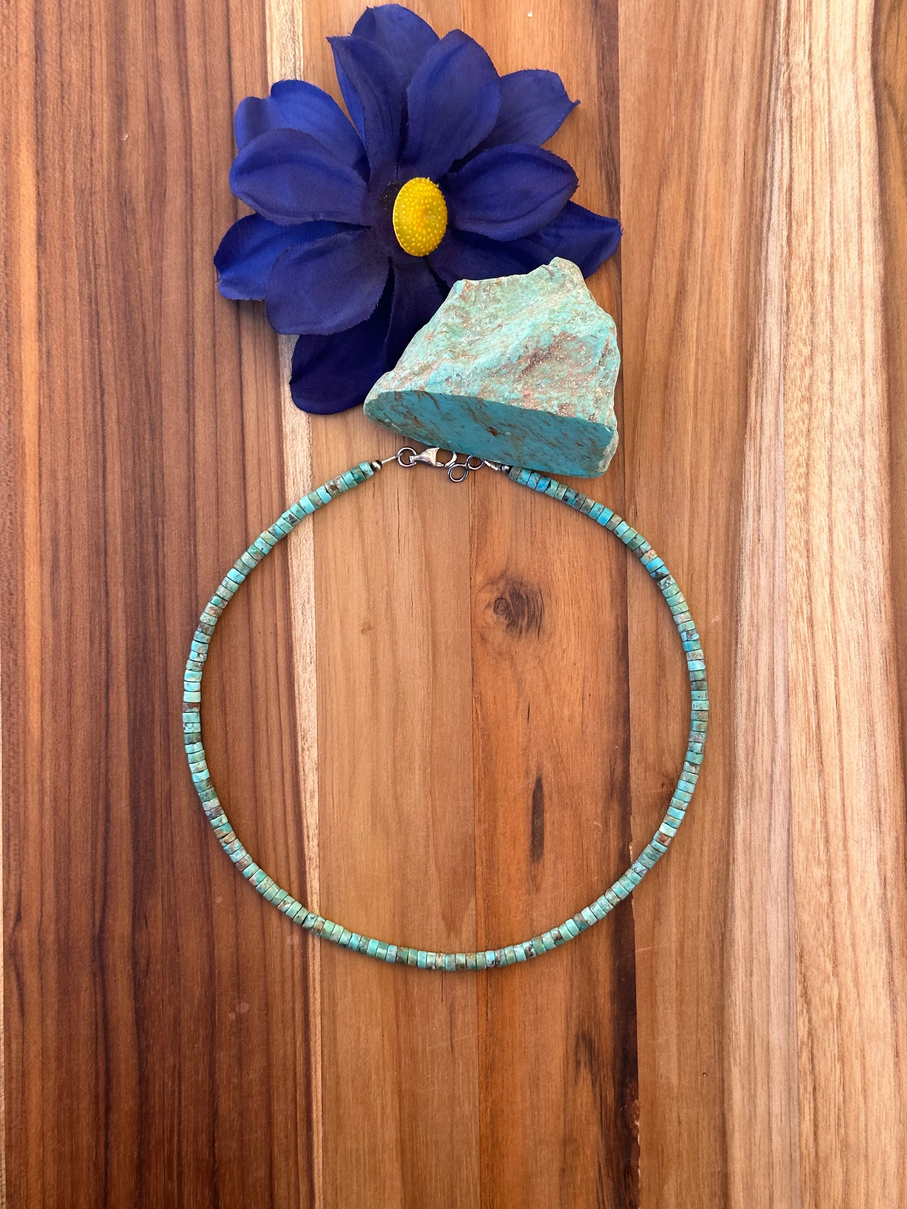 16" 4MM Turquoise Heishi Necklace