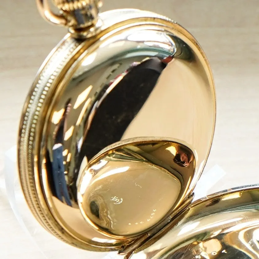 1887 ELGIN Pocket Watch 18s 11 Jewels Grade 10 GF Engraved Hunter Case - Roman Numerals