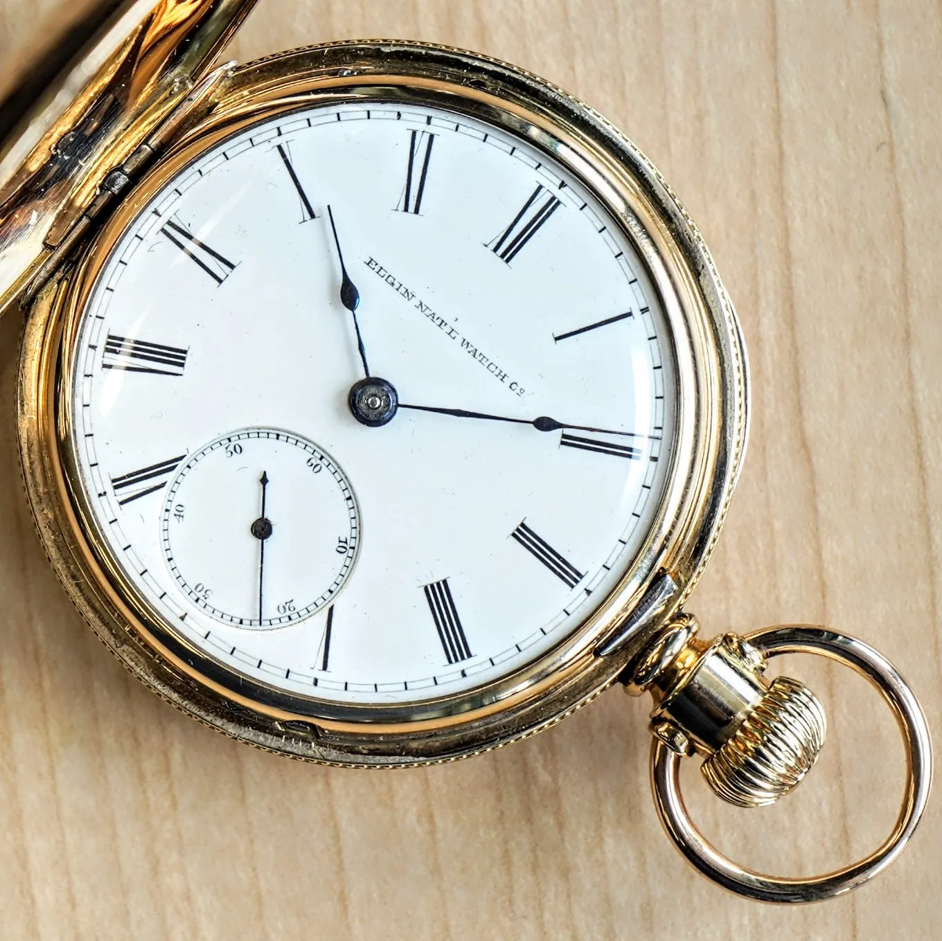 1887 ELGIN Pocket Watch 18s 11 Jewels Grade 10 GF Engraved Hunter Case - Roman Numerals