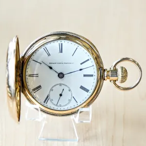 1887 ELGIN Pocket Watch 18s 11 Jewels Grade 10 GF Engraved Hunter Case - Roman Numerals