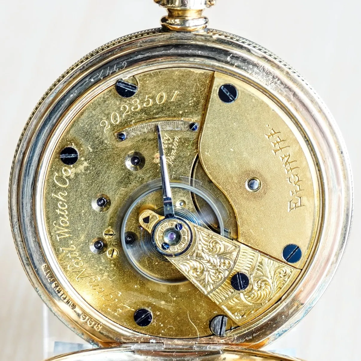 1887 ELGIN Pocket Watch 18s 11 Jewels Grade 10 GF Engraved Hunter Case - Roman Numerals