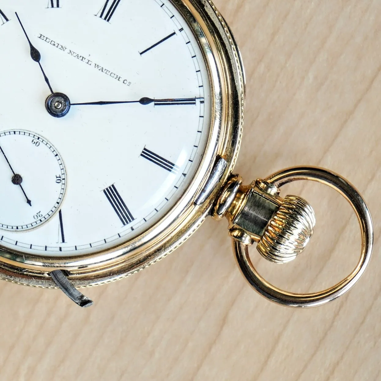 1887 ELGIN Pocket Watch 18s 11 Jewels Grade 10 GF Engraved Hunter Case - Roman Numerals