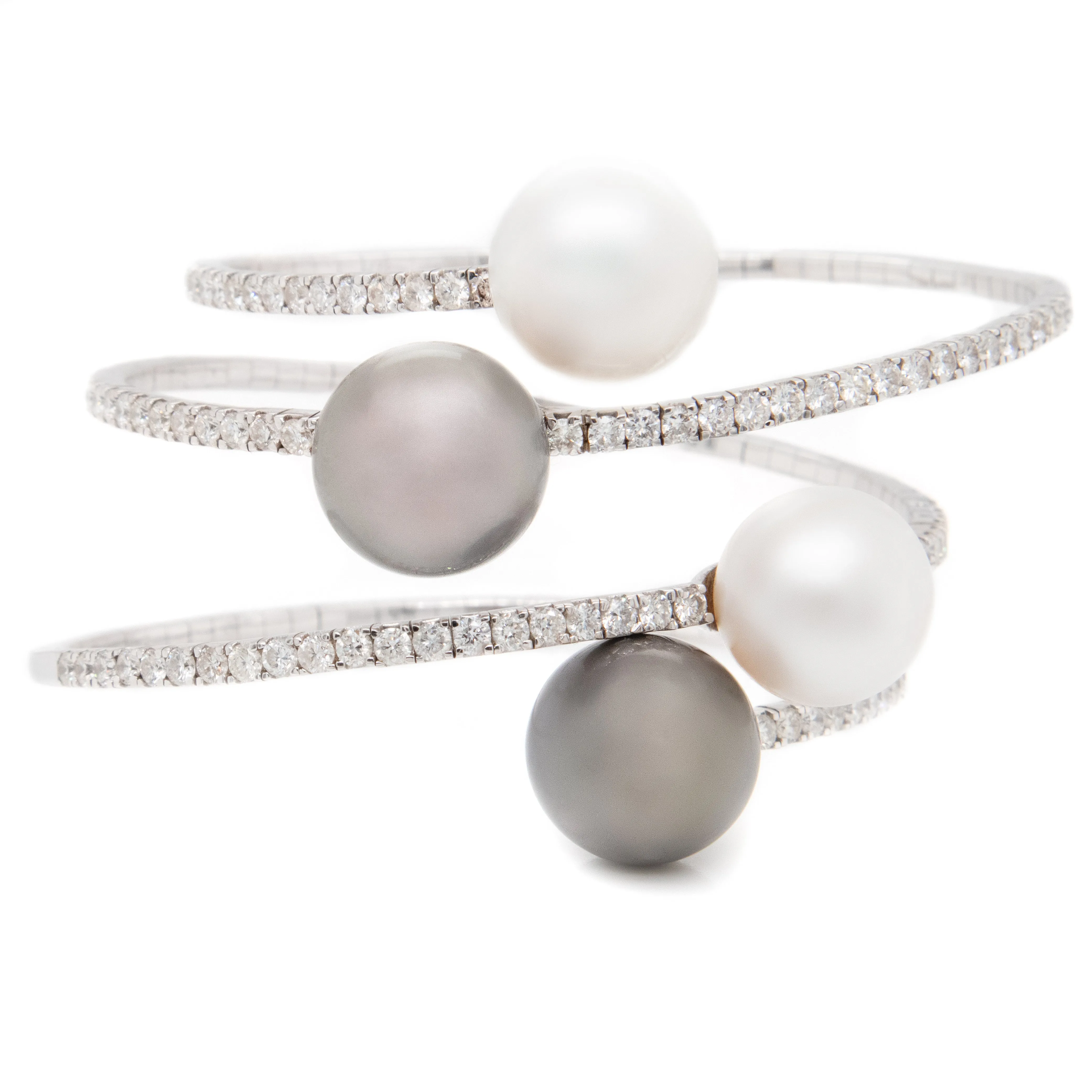 18k Diamond & Pearl Cuff Bracelet