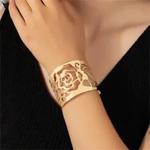 18K Gold-Plated Openwork Lotus Cuff