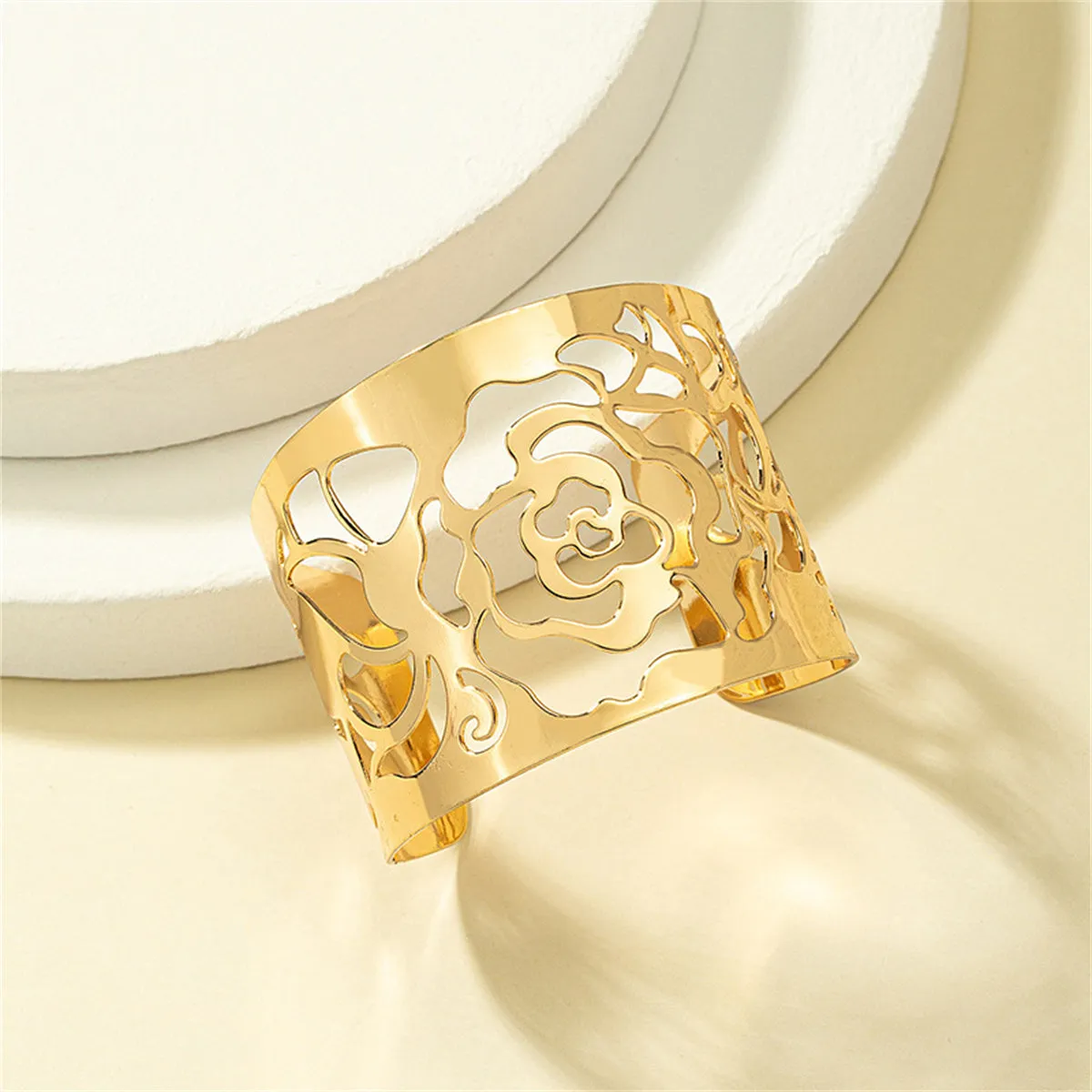 18K Gold-Plated Openwork Lotus Cuff