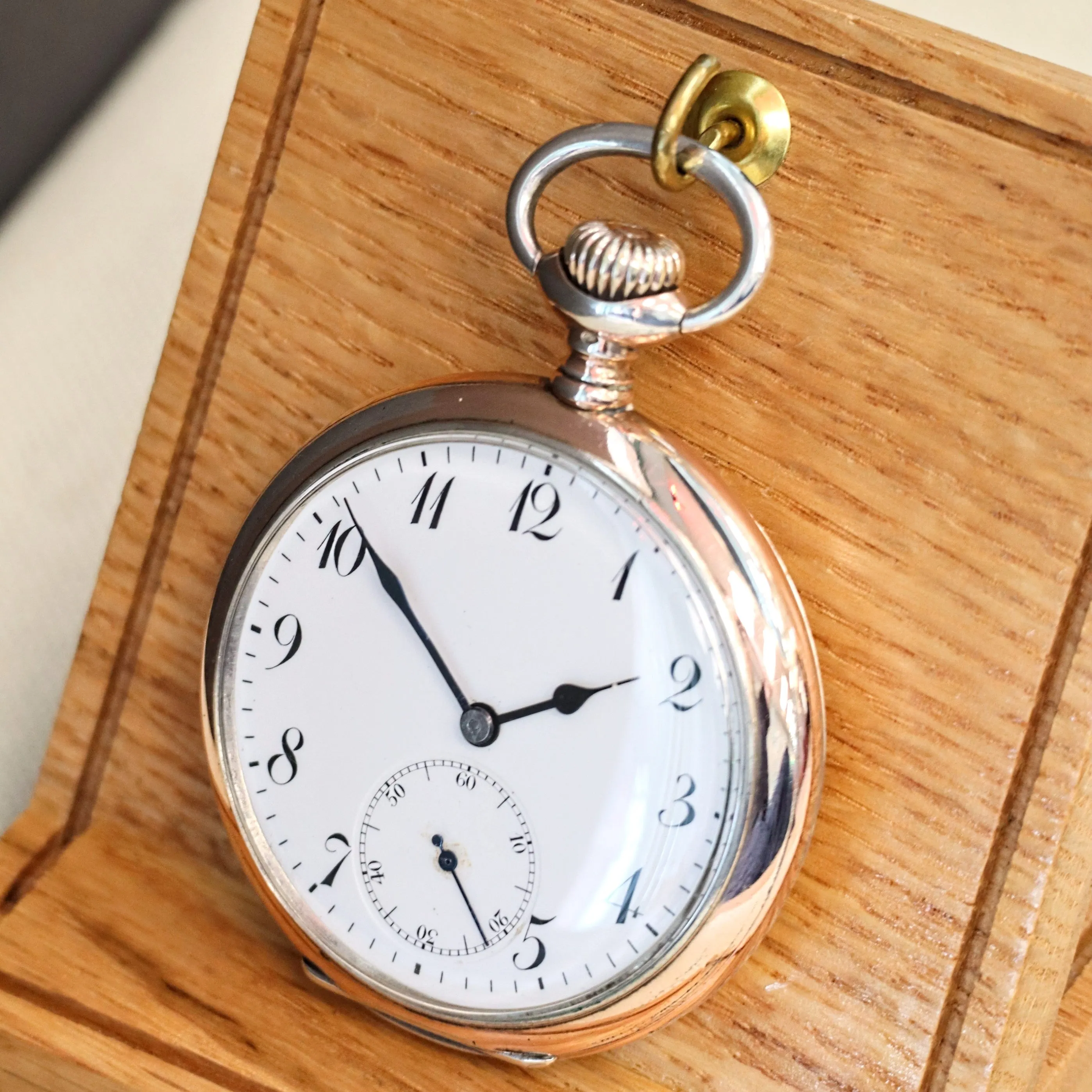 1913 ZENITH Pocket Watch Grand Prix Paris 1900 16 Rubis Openface .800 Silver Case