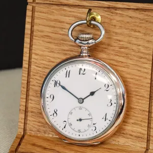 1913 ZENITH Pocket Watch Grand Prix Paris 1900 16 Rubis Openface .800 Silver Case