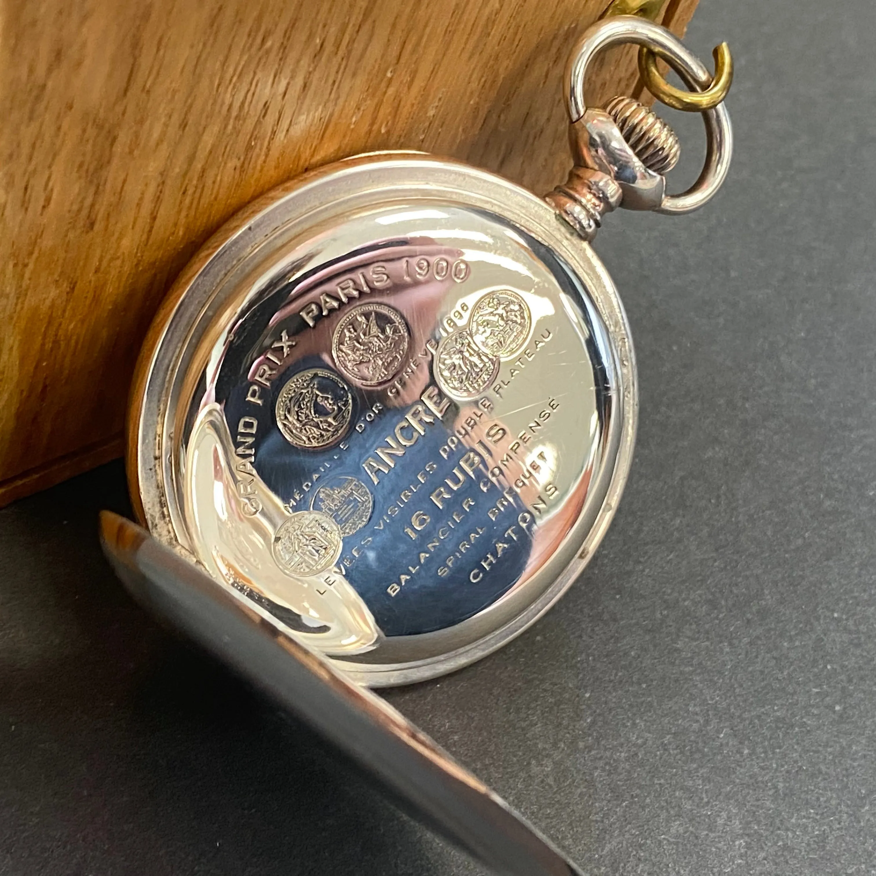 1913 ZENITH Pocket Watch Grand Prix Paris 1900 16 Rubis Openface .800 Silver Case