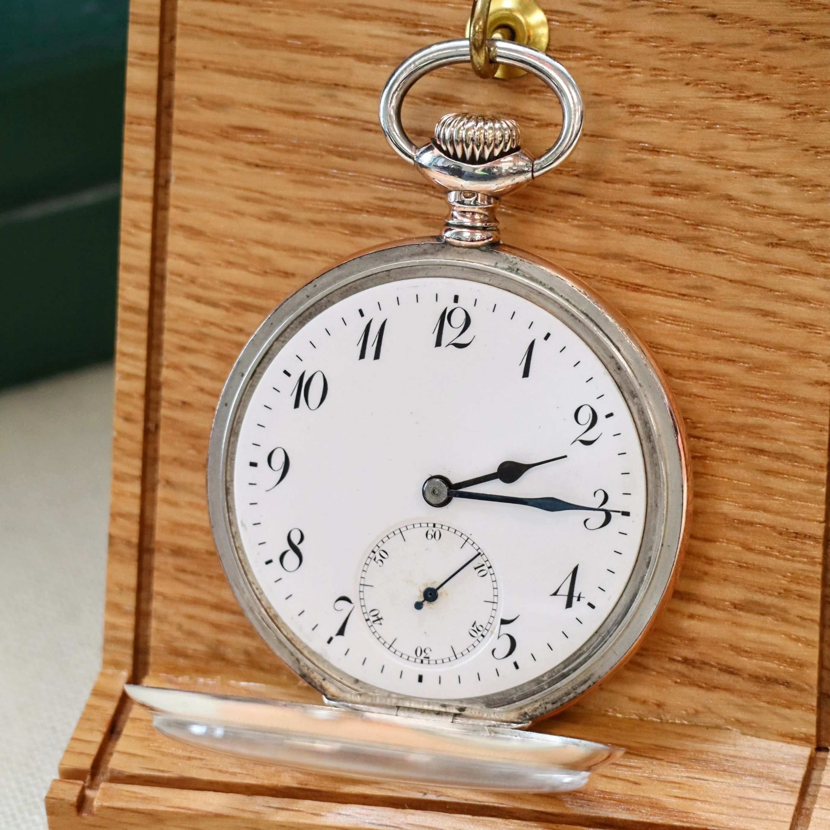 1913 ZENITH Pocket Watch Grand Prix Paris 1900 16 Rubis Openface .800 Silver Case