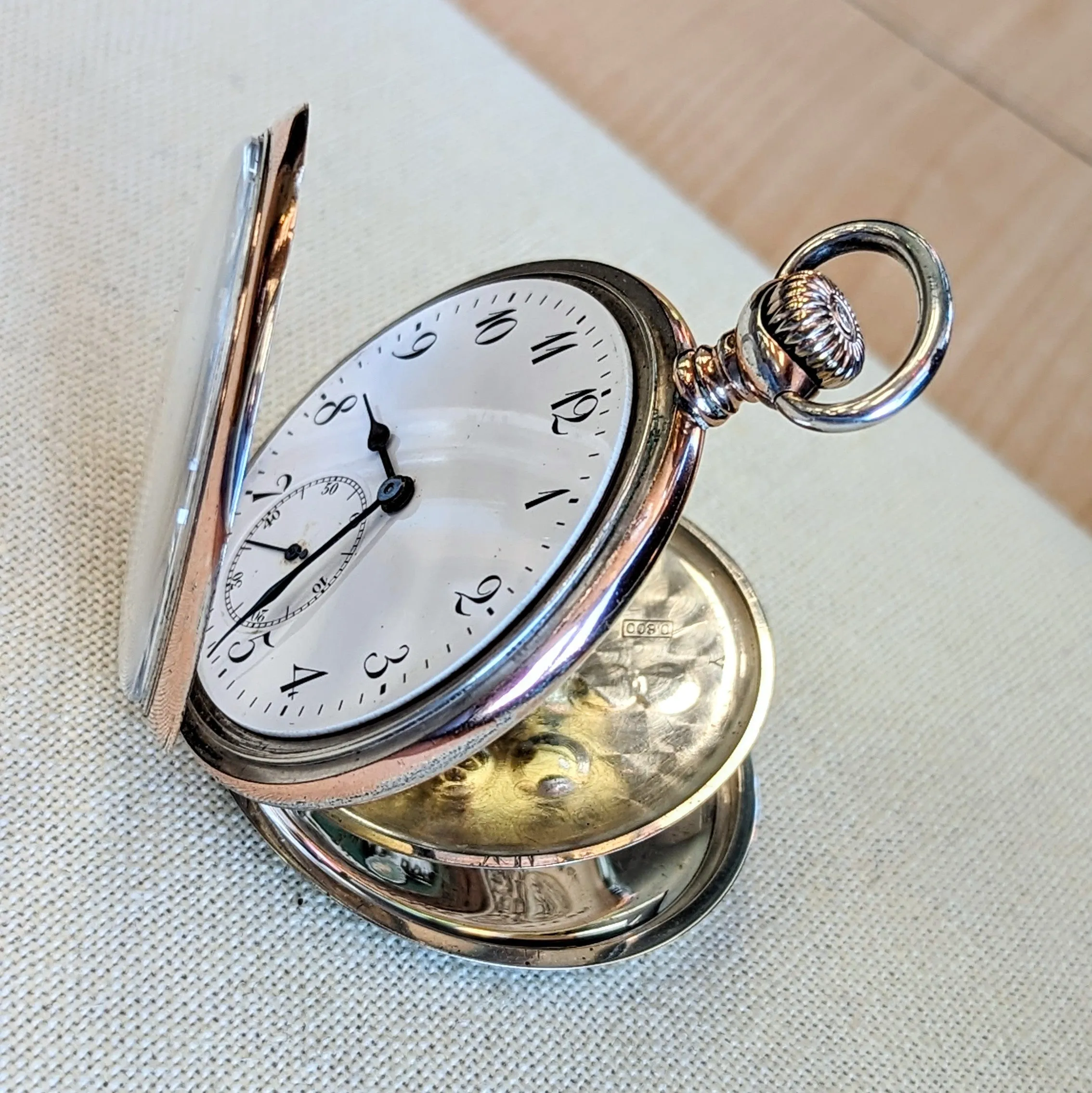 1913 ZENITH Pocket Watch Grand Prix Paris 1900 16 Rubis Openface .800 Silver Case