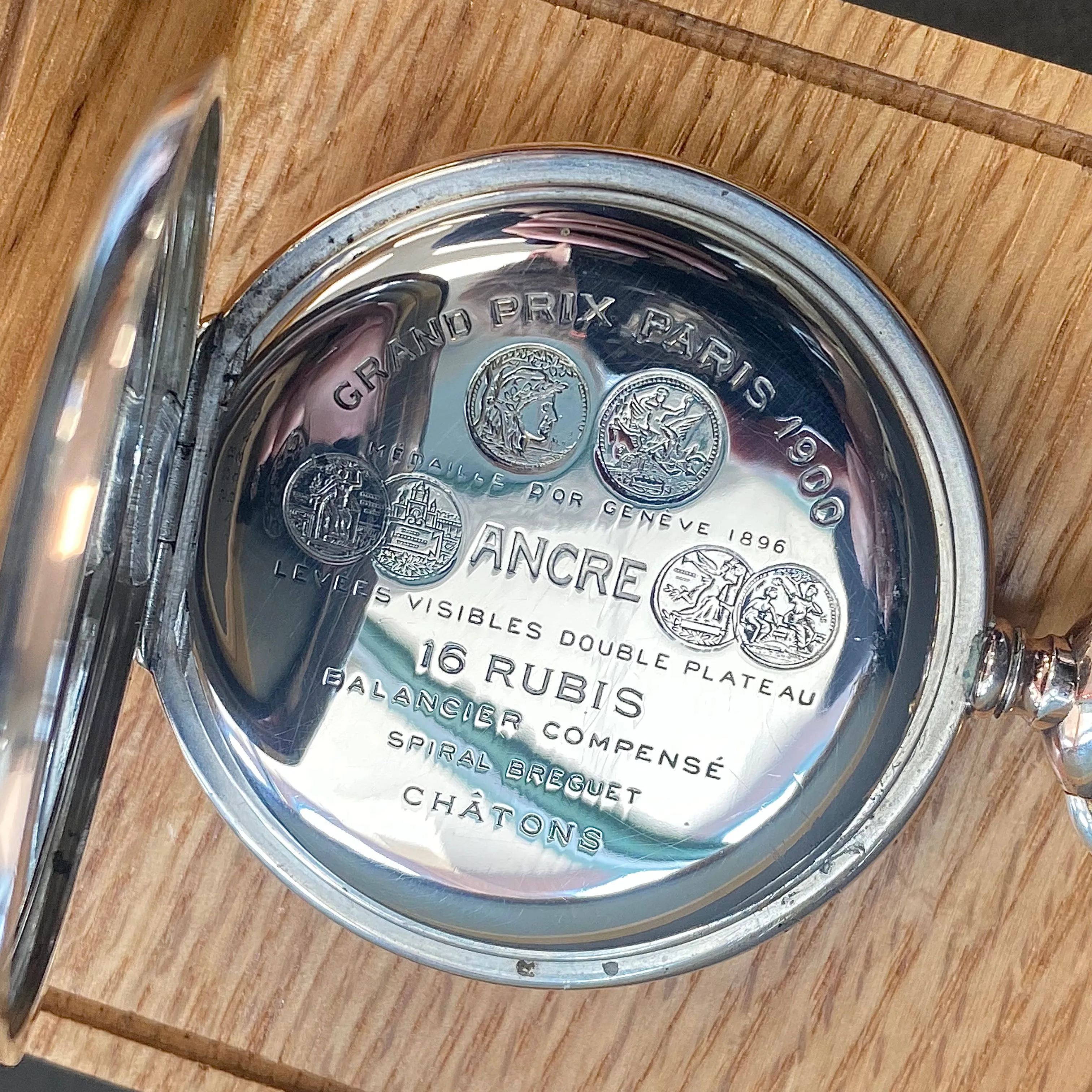 1913 ZENITH Pocket Watch Grand Prix Paris 1900 16 Rubis Openface .800 Silver Case
