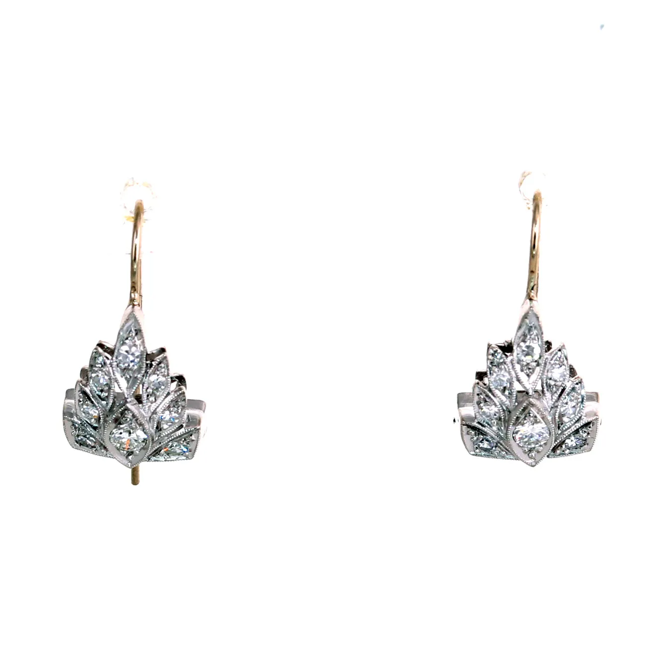 1920's Antique Art Deco Platinum 0.60ctw Diamond Dangle Earrings