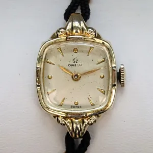1944 OMEGA Ladies Cocktail Wristwatch 17 Jewels Cal. R13.5 Vintage Watch 14K GF