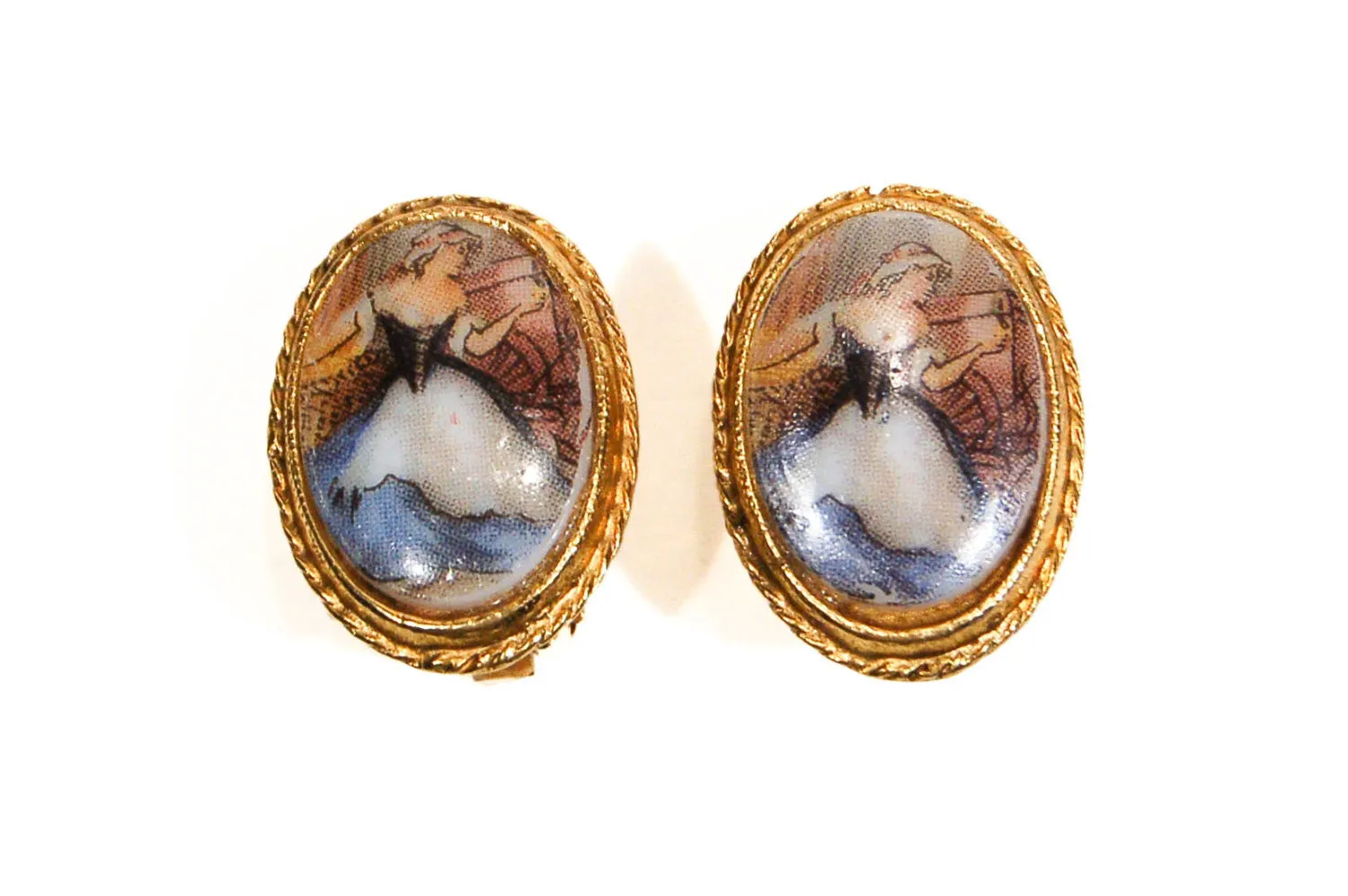 1960's Milk Maid Cameo Earrings