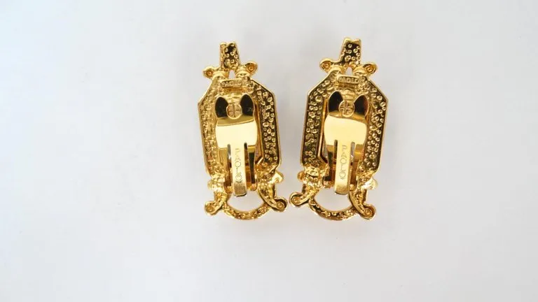 1980s Paolo Gucci Large Crystal Clip-on Earrings