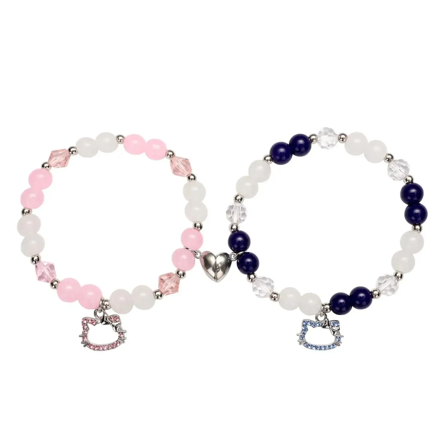 2-Piece Hello Kitty Crystal Bracelets | Magnetic Matching Set