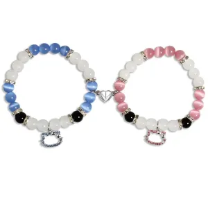 2-Piece Hello Kitty Crystal Bracelets | Magnetic Matching Set
