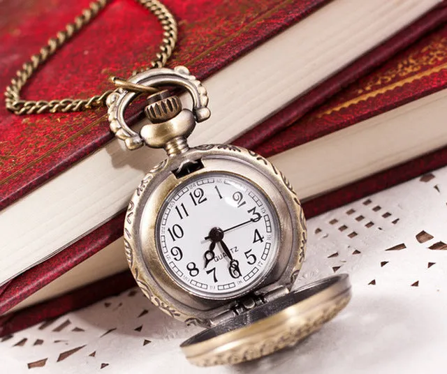 2019 Classic Large Two-Faced Gold Fashion Pocket Watch Court Style Pocket Watch man woman necklace clock Jewelry gift Q527
