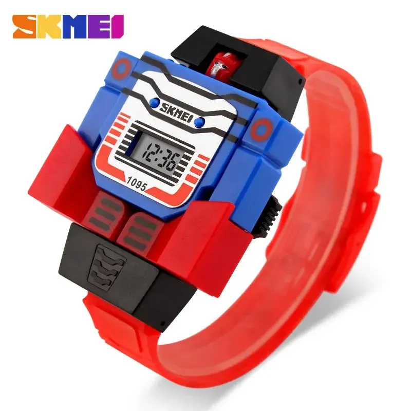 2021 Fashion LED Digit Kids Watch Sports Cartoon Children Watches Cute Relogio Relojes Robot Transformation Toys Boys Wristwatch