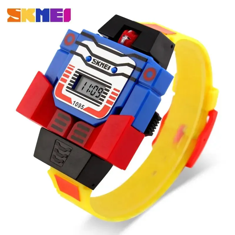 2021 Fashion LED Digit Kids Watch Sports Cartoon Children Watches Cute Relogio Relojes Robot Transformation Toys Boys Wristwatch