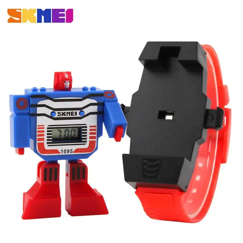 2021 Fashion LED Digit Kids Watch Sports Cartoon Children Watches Cute Relogio Relojes Robot Transformation Toys Boys Wristwatch