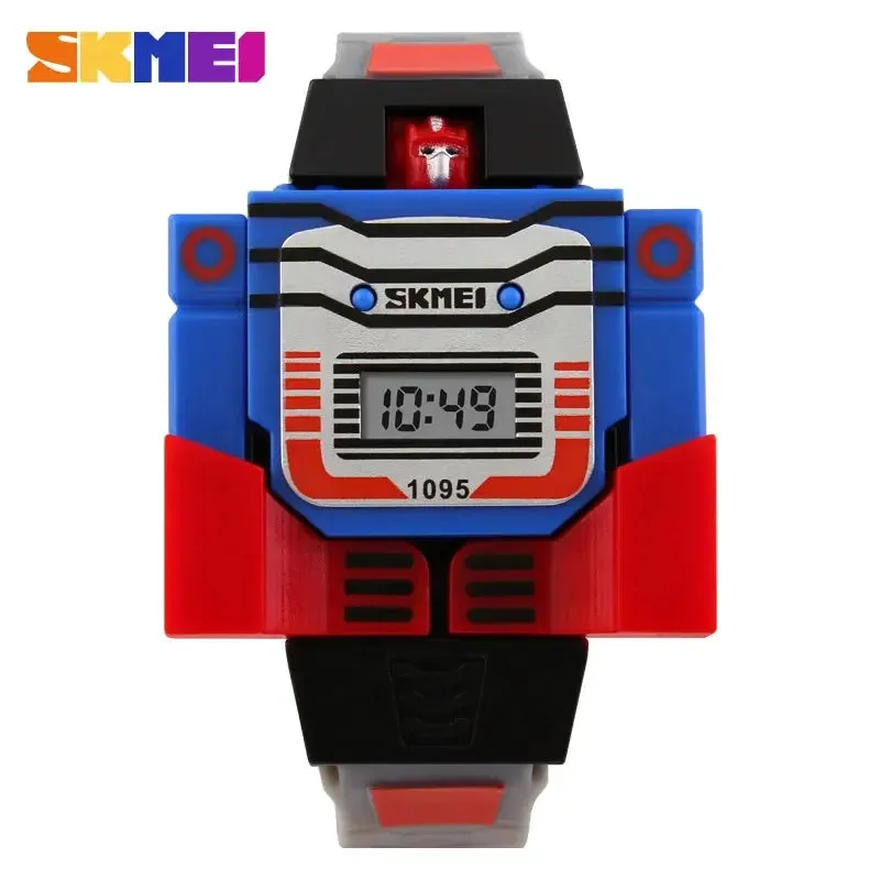 2021 Fashion LED Digit Kids Watch Sports Cartoon Children Watches Cute Relogio Relojes Robot Transformation Toys Boys Wristwatch