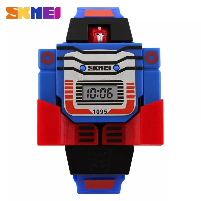 2021 Fashion LED Digit Kids Watch Sports Cartoon Children Watches Cute Relogio Relojes Robot Transformation Toys Boys Wristwatch