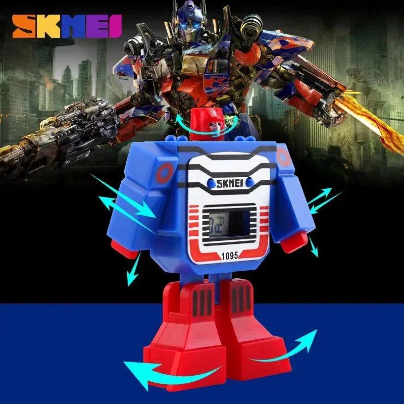 2021 Fashion LED Digit Kids Watch Sports Cartoon Children Watches Cute Relogio Relojes Robot Transformation Toys Boys Wristwatch