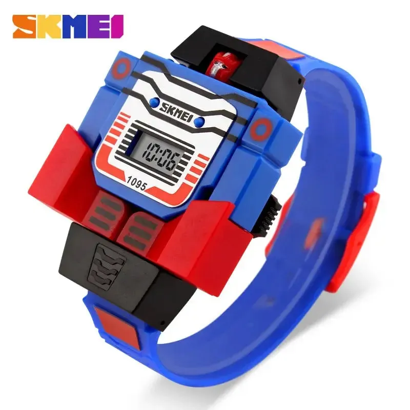 2021 Fashion LED Digit Kids Watch Sports Cartoon Children Watches Cute Relogio Relojes Robot Transformation Toys Boys Wristwatch