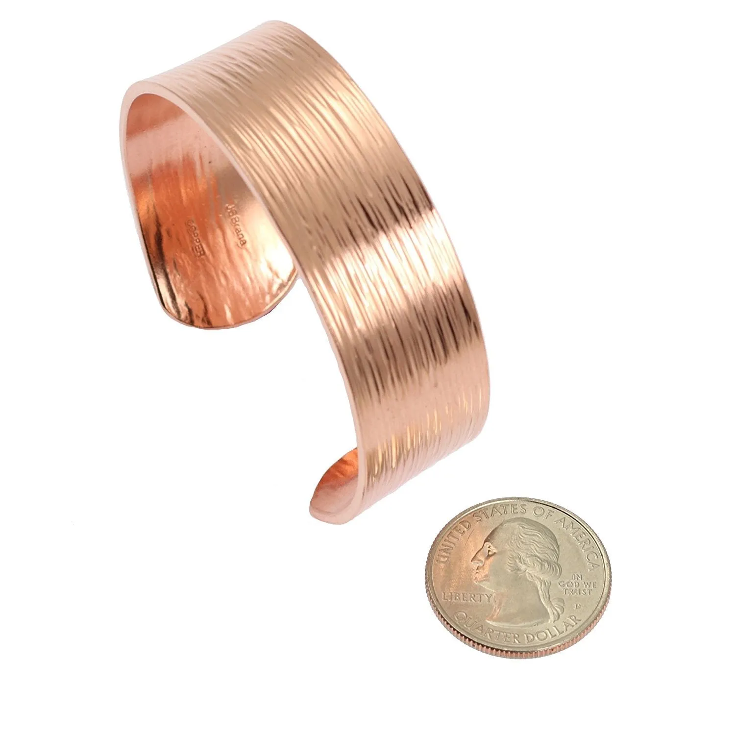 3/4 Inch Wide Chased Copper Bark Cuff Bracelet