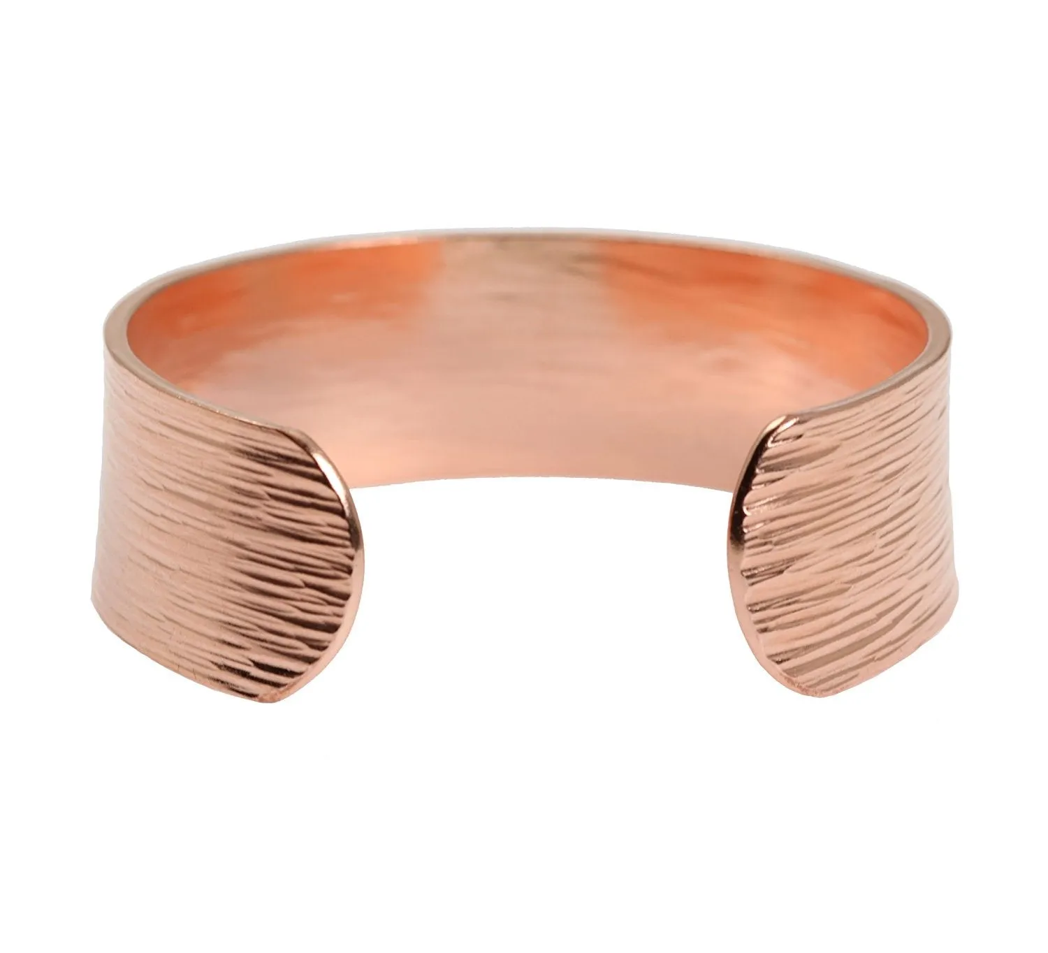 3/4 Inch Wide Chased Copper Bark Cuff Bracelet