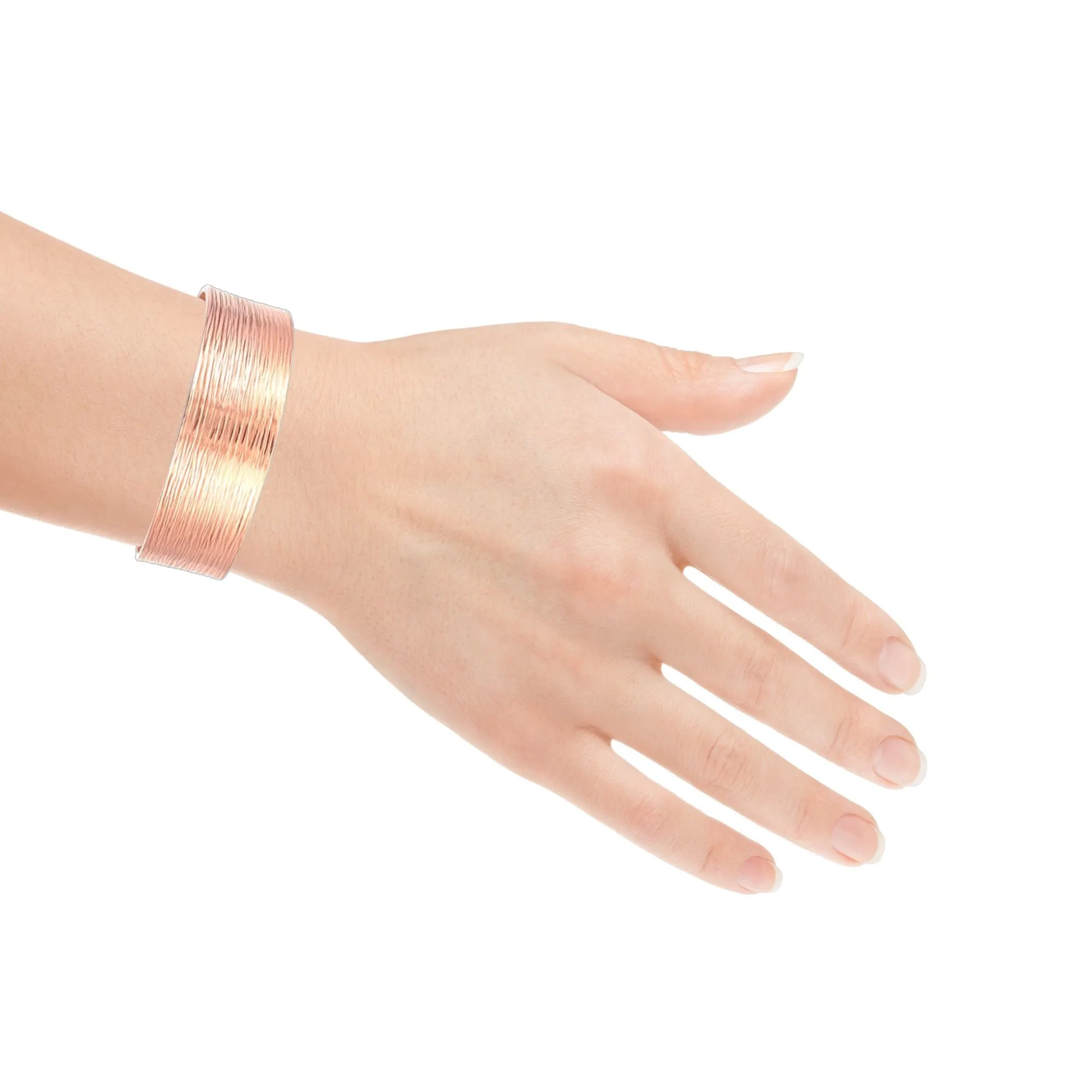 3/4 Inch Wide Chased Copper Bark Cuff Bracelet