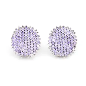 3ct Tanzanite Earrings Estate 14k White Gold Clip On Backings Round Pave Set
