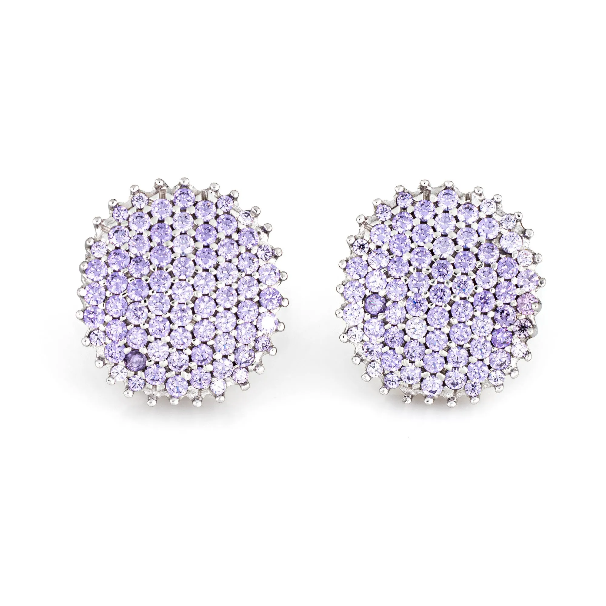 3ct Tanzanite Earrings Estate 14k White Gold Clip On Backings Round Pave Set