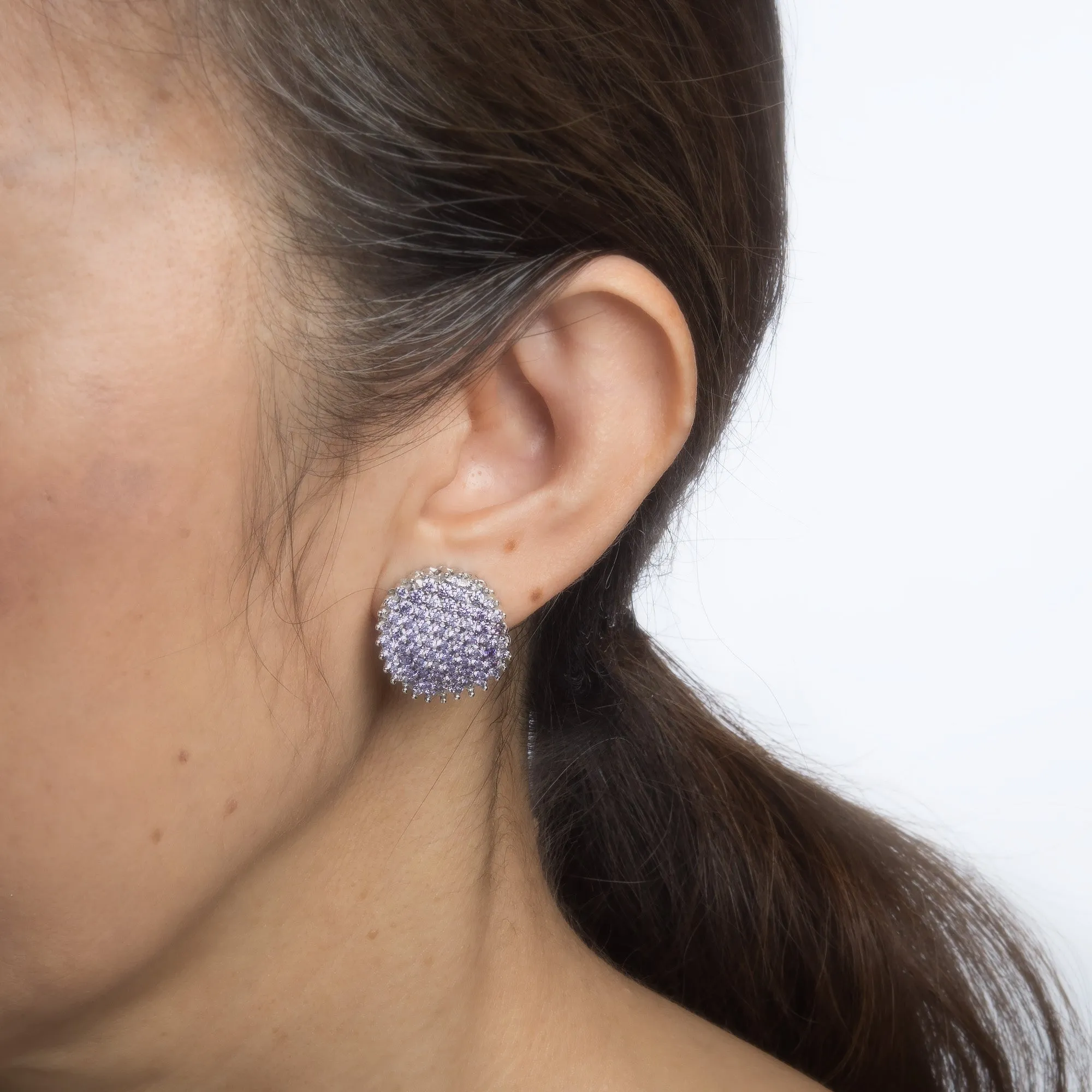 3ct Tanzanite Earrings Estate 14k White Gold Clip On Backings Round Pave Set